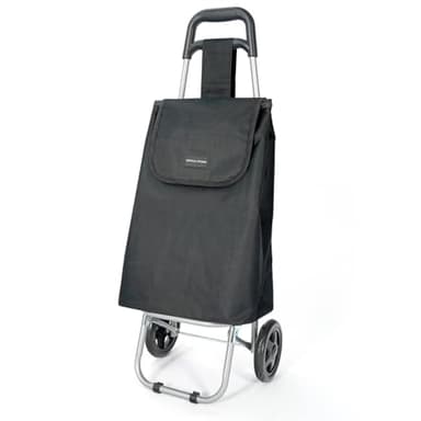 VERTICAL STUDIO Einkaufstrolley 35 L – Klappbar, leicht & robust, mit Alugestell, Reißverschlusstasche & Klettverschluss – Bis 25 kg Traglast, faltbar & abnehmbar (Schwarz)