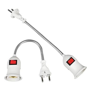 Leloco 2 Stück E27 Fassung Steckdose mit Schalter, 360° Verstellbare Schwanenhals Fassung Eu-Stecker Adapter Steckdose für E27 Leselampe, Nachttischlampe, Küchenwandlampe usw