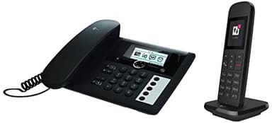Telekom Sinus PA 207 Plus Tischtelefon und Mobilteil, schwarz & Festnetztelefon Speedphone 12 in Schwarz schnurlos | Zur Nutzung an aktuellen Routern mit DECT-CAT-iq Schnittstelle