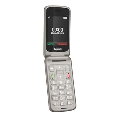 Gigaset GL595 Flip-Mobiltelefon – einfache Bedienung für Senioren, große Tasten & SOS-Notruftaste – Staub- & spritzwassergeschützt IP44 Schutzklasse – ohne Vertrag – 2,8 Zoll TFT-Farbdisplay, Titanium