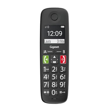 Gigaset E290HX - DECT-Mobilteil mit Ladeschale - Fritzbox-kompatibel - Schnurloses Senioren-Telefon für Router und DECT-Basis - großes Display und Tasten, schwarz [Deutsche Version] [Ohne Basis]