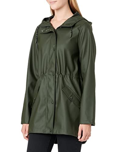 VERO MODA Damen Regenjacke VMMalou wasserabweisender Parka mit Kapuze 10266982 peat S