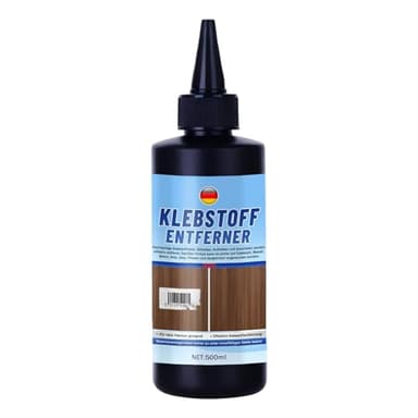Klebstoffentferner Etikettenlöser Extra Stark, Entfernt schnell Klebereste auf Edelstahl, Glas, Fliesen & weiteren Oberflächen, mit Bürstenkappe & Schaber, Aufkleber & Etiketten Rückstandsfrei (500ml)