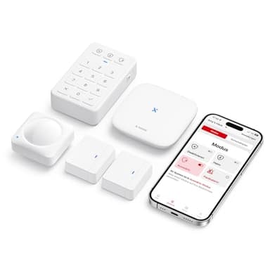 X-Sense Alarmanlage Haus & Wohnung AS05, WLAN Türalarm und Fensteralarm mit App, Smart Alarm-Set mit Türsensor und Fenstersensor, Bewegungsmelder, Home Keypad mit Paniktaste, Funktioniert mit Alexa