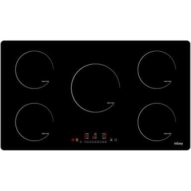Induktionskochfeld 5 Zonen, IsEasy 90cm Rahmenlos Induktionskochfeld, Induktions-Kochfeld Autark mit 5 Kochzonen, 8600W, Booster-Funktion, Digitale Steuerung, 9 Heizstufen, Glaskeramik