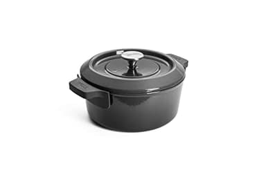 WOLL – Iron Gusstopf Ø 24 cm grau mit Deckel & Silikongriffen – emailliertes Gusseisen, induktionsgeeignet & ofenfest – für alle Herdarten