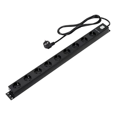 Amazon Basics Steckdosenleiste, Robustes Metall, Überspannungsschutz, Rechteckig, 9 Steckdosen (EU-Stecker), 600 Joule, 1,8 m langes Kabel, Schwarz