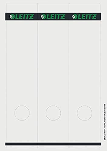 Leitz PC-beschriftbare Rückenschilder selbstklebend für Standard- und Hartpappe-Ordner, 75 Stück, Langes und breites Format, 62 x 285 mm, Papier, grau, 16870085