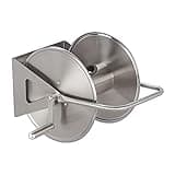 Relaxdays Schlauchtrommel Edelstahl, Schlauchaufroller leer, Boden & Wand, für 40m Gartenschlauch, Schlauchrolle, silber, 43.5 x 43.5 x 31.5 cm