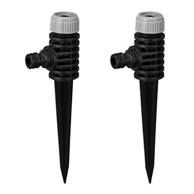 Relaxdays Sprühregner 2er Set, Garten, Sprinkler, mit Erdspieß, 6 m Reichweite, Rasensprenger, Kunststoff, schwarz-grau