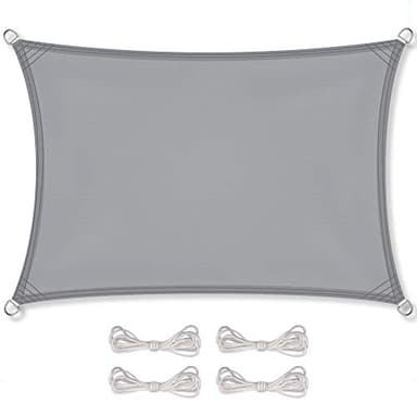 CelinaSun Sonnensegel inkl Befestigungsseile Premium PES wasserabweisend imprägniert Rechteck 4 x 6 m hell grau