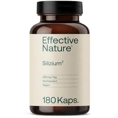effective nature - Silizium Kapseln Hochdosiert - 180 Stk. aus Bambusextrakt - 500 mg Bambus Silizium pro Tag - mit Zink zur Unterstützung normaler Knochen, Haare, Nägel & Haut - Vegan