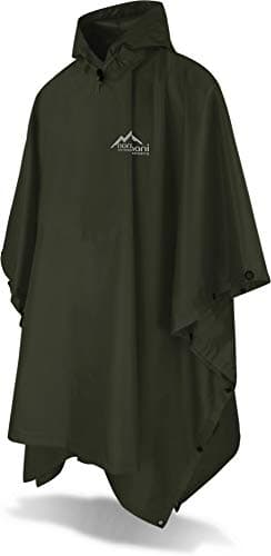 normani OUTDOOR SPORTS Regenponcho mit Kapuze - Wassersäule: 12.000 mm - Regenjacke für Damen und Herren Farbe Olive
