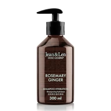 Jean & Len Feuchtigkeit Shampoo Rosemary & Ginger, für trockenes und sprödes Haar, mit Feuchtigkeitskomplex, würzig-frischer Duft von Rosmarin & Ingwer, ohne Parabene und Silikone, 300 ml