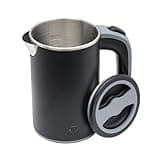 Kleiner Wasserkocher 800ML Mini Teekocher 600Watt Reise-Wasserkocher Edelstahl Elektrisch Tragbarer Wasserkocher Mini Wasserkocher Reisewasserkocher (Schwarz)