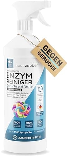 hauszauber - Enzymreiniger [STARKER GERUCHSENTFERNER] 1000 ml - Gegen Katzenurin, Hundeurin etc. - Üble Gerüche aus Sofa & Teppich entfernen - Geruchsneutralisierer - Zauberfrische