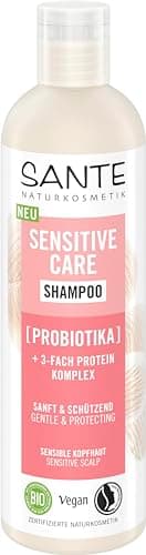 SANTE Naturkosmetik Sensitive Care Shampoo Probiotika + 3-Fach Protein Komplex, veganes Haarshampoo für gestärktes und mit Feuchtigkeit versorgtes Haar, geeignet für eine sensible Kopfhaut, 250ml