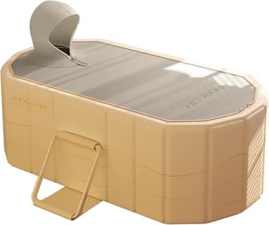 Simcat Foldable Bathtubs Adult, Portable Freestanding Bathtubs with Lid, Hot Bath and Ice Bath Tub, Home SPA Soaking Bathtub for Adults Children (Yellow,120 cm)