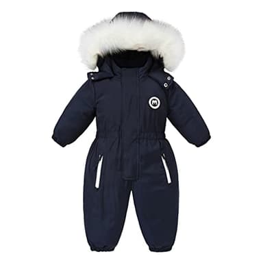 Baby Mädchen Schneeanzüge Overall Kinder Wasserdicht Strampler Skijacken Passen Jungen Vlies Mantel Winddicht Oberbekleidung Blau 12-18 Monate