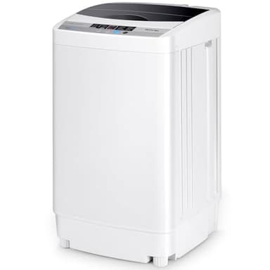 FANTASK Waschmaschine klein, Toplader Waschvollautomat 310W/ 50×50×85cm, Mini-Waschmaschine mit Display, Pump & Schleuder für Appartement und Wohnmobil [Energieklasse B]