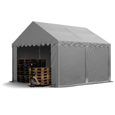 TOOLPORT Lagerzelt 3x4 m Zelthalle Unterstand Weidezelt PVC Plane 700 N wasserdicht in grau