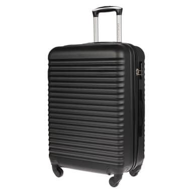 Christian Wippermann Koffer L 80L - Robuster ABS Hartschalenkoffer Größe L 44x66x28 cm - Leicht mit Schloss - 4 Rollen 360 Drehbar - Ideal für Reisen - Mittelgroßer, Leichter Rollkoffer, schwarz