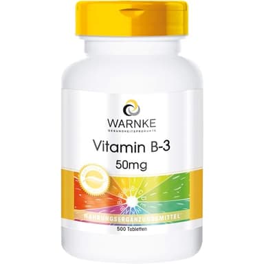 Vitamin B3 Nicotinamid 50mg - Niacin - 500 Tabletten - vegan - Großpackung | Warnke Vitalstoffe - Deutsche Apothekenqualität