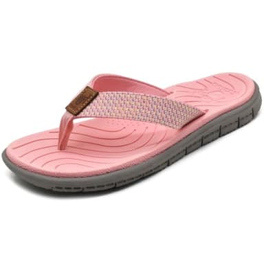 KuaiLu Flip Flops Damen Weich Leder Stoff Zehentrenner Frauen Bade Sandalen Bequeme Breite Füße Badelatschen Yoga Gummi Fußbett Sommer Strand Zehensandalen rutschfest Drinnen Draußen Pink 40