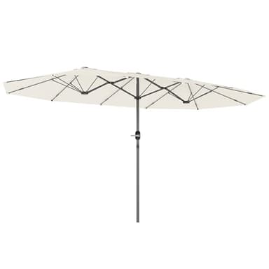 Outsunny Doppelsonnenschirm 436 x 260 cm, UV Schutz Stahl Sonnenschirm mit Handkurbel, oval Balkonschirm Strandschirm windfest stabil Marktschirm Kurbelschirm für Strand Balkon Garten, Beige