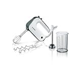 Bosch Handrührer Styline MFQ49700, 5 Stufen, 2 Edelstahl Rührbesen- und Knethaken, Spiralkabel, Mixstab Edelstahl, 850 W, weiß/dark silver