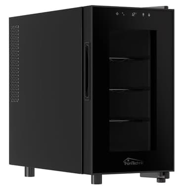 Tronitechnik® Weinkühlschrank Marseille, Minibar, Mini-Kühlschrank, Getränkekühlschrank 23 Liter, 8 Flaschen, Weinkühler mit LED Licht & Einschübe freistehend