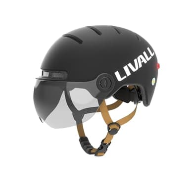 LIVALL L23 Smart Fahrradhelm für Damen und Herren, NTA-Norm 8776 City Helm mit abnehmbarem Visier, intelligenter LED-Beleuchtung, Bremslicht, Sturzerkennung und SOS-Alarm, Schwarz, Größe M 54-58 cm