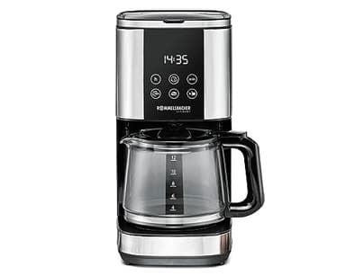 Rommelsbacher Filterkaffeemaschine FKM 1000-1,5 Liter Wassertank für 12 Tassen Kaffee, Glaskanne, Startzeitvorwahl, Warmaltefunktion, Aromafunktion, herausnehmbarer Filterträger 1x4