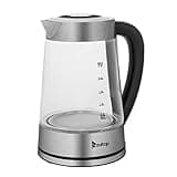 Bonnlo 2.5L Glas Wasserkocher 1800W|Temperatureinstellung|LED Beleuchtung|automatische Abschaltung|elektronischer Griff|360°drehbarer Sockel