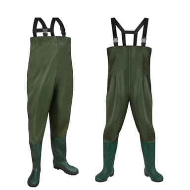 Jiubiaz Wathose 70D Nylon Composite PVC Angelhose, mit rutschfesten Gummistiefeln, Teichhose, Hochwasserhose, geeignet für Baustellen, Angeln, Bauernhöfe, Gärten（XL）