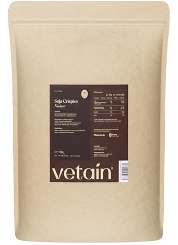 VETAIN Soja Crispies Kakao - 750g - 77% Proteingehalt - Vegan - Ohne Zucker & laktosefrei - Sojaprotein ideal als Topping oder proteinreiche Snackalternative - produziert in Deutschland
