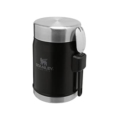 Stanley 1913 Classic Legendary Thermobehälter Für Essen Mit Göffel 400 ml - Hält 7 Stunden Heiß Oder Kalt - Edelstahl Warmhaltebehälter - BPA-Frei - Spülmaschinenfest - Matte Black