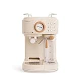 CREATE / THERA RETRO PRO/Halbautomatische Espressokaffeemaschine Sand / 20 bar, Milchtank, Tropfschale, zwei Ausläufe, Fassungsvermögen 1.5L, für gemahlenen Kaffee, 1250W