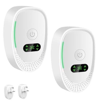 Luftreiniger für Zuhause & Schlafzimmer, Plug-In Mini Ionisator mit Negativen Ionen, Geruchsentferner für Rauch, Haustiere & Schuhe, Leise & Filterlos, Für Küche/Büro/Bad, 2er Pack