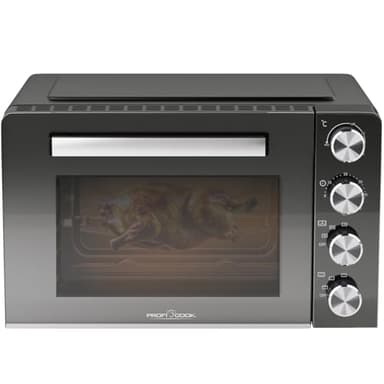 ProfiCook Minibackofen 30L | Umluft + Ober-/Unterhitze | Mini Backofen mit Drehspieß und Pizzastein | 100°C - 230°C | Minibackofen mit Umluft und Timer | Backofen klein 1500W | PC MBG 1277