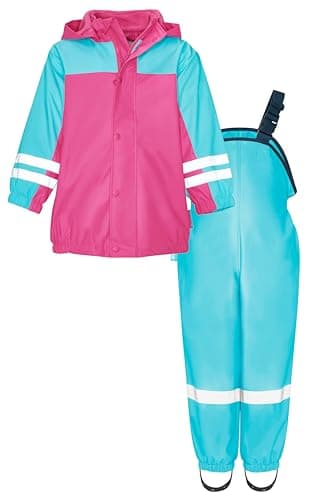 Playshoes Unisex Kinder Regen-anzug Mit Fleece-futter Warmer Wasserdichter Matschanzug Regenbekleidung, Türkis, 140 EU