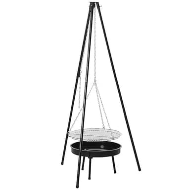 SOUK ONE Grill Dreibein Schwenkgrill Grillgestell mit Kette, 150 cm hoch, inkl. 46cm Grillrost, inkl. 50 cm Feuerschale, Holzkohlegrill