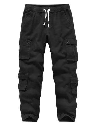 APTRO Herren Cargo Hose Camouflage Hose Elastische Taille Arbeitshose Lange Baumwolle Leichte Hose mit 8 Tachen LT44 Schwarz 3XL