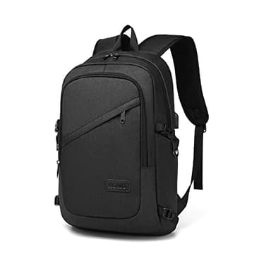 KONO Business Laptop Rucksack Anti-Diebstahl mit USB-Ladepot, Wasserdichter Herren & Damen Rucksack für Arbeit, Reise, College (Schwarz, 15,6 Zoll)