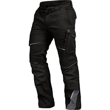 LEIBWÄCHTER Flex-line Arbeitshose Herren – schwarz/grau – Gr. 52 – Bequeme Workwear mit Elastan (Spandex) – 60°C waschbar & trocknergeeignet – erhöhte Reißfestigkeit – für verschiedenste Berufe