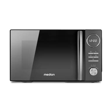 MEDION 3 in 1 Mikrowelle mit Grill und Heißluft Funktion (23 Liter, 900 Watt, 1.000 Watt Grill, 1.680 Watt Heißluft, 10 Automatikprogramme, Auftaufunktion, Display, MD11493) schwarz