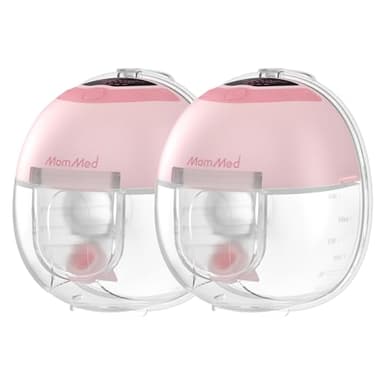 MomMed S33 Tragbare Elektrische Milchpumpe, ultra-leise In-BH-Pumpe für Arbeit & Nacht, One-Touch-Pause, Nachtlicht, auslaufsicher, 4 Modi & 9 Stufen, 17/19/21 mm Einsätze (Rosa, 2 Stück)