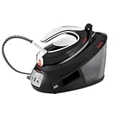 TEFAL EXPRESS ANTI-CALC Dampfbügelstation, abnehmbarer Kalk-Kollektor, 450 g/Min. Dampfstoß, leistungsstarker 6,5-Bar-Druck, Smart Temp-Technologie, Eco-Modus, 1,8l Wassertank, schwarz/weiß, SV8055