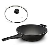Hoffmann Wokpfanne groß für Induktion 32 cm I Made in Germany I Backofengeeignet bis 240 Grad I Wok Pfanne I 100% Verzugsfreier Boden I Induktionsherd I Abnehmbarer Griff