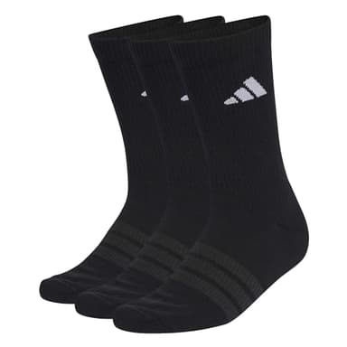 adidas Unisex CUSHIONED SPORTSWEAR CREW SOCKS 3 PAIR PACK, black/black/white, 42-45